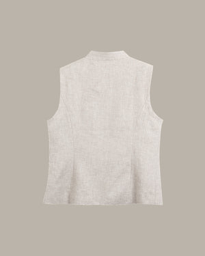 Sleeveless Utility Linen Vest