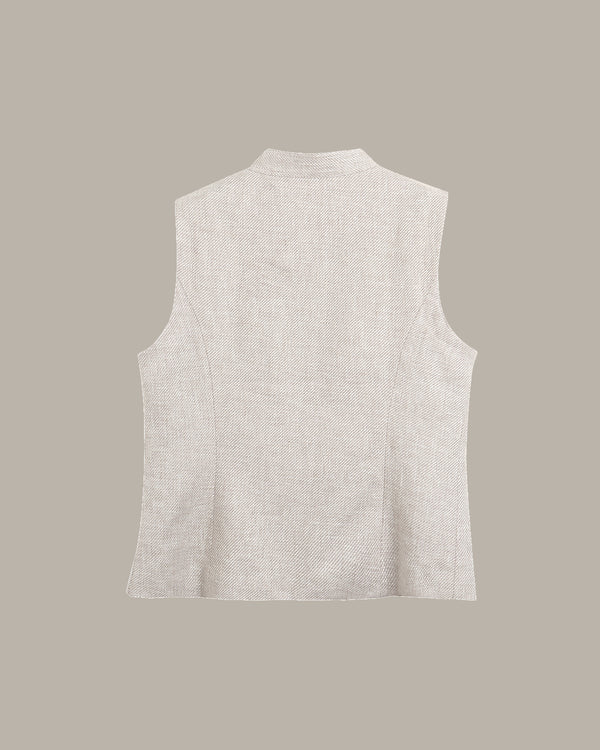 Sleeveless Utility Linen Vest