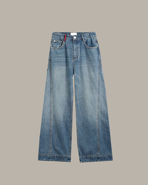 Washed Palazzo Denim Jeans