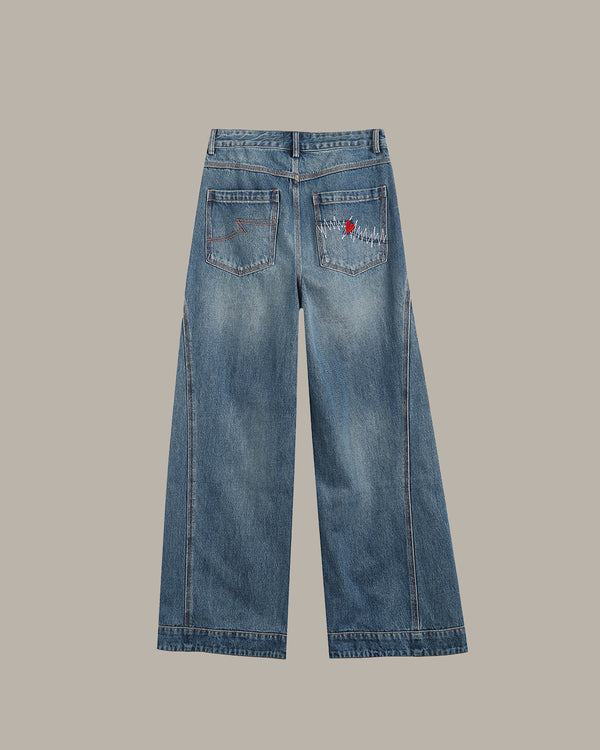 Washed Palazzo Denim Jeans