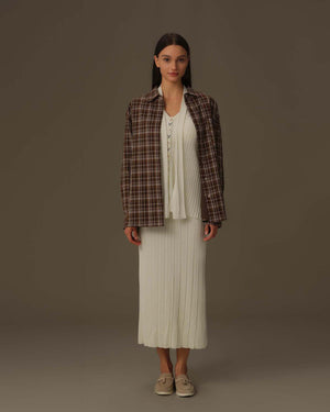 Flowy Pleated Side-Slit Skirt