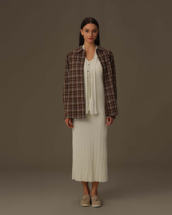 Flowy Pleated Side-Slit Skirt