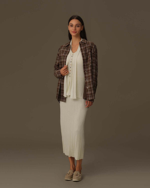 Flowy Pleated Side-Slit Skirt