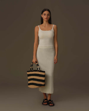 Flowy Pleated Side-Slit Skirt