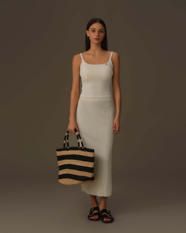 Flowy Pleated Side-Slit Skirt