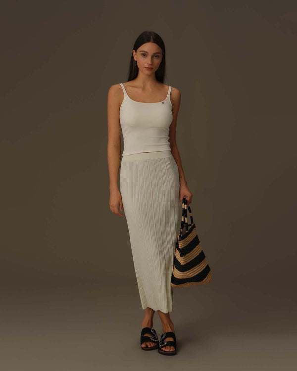 Flowy Pleated Side-Slit Skirt