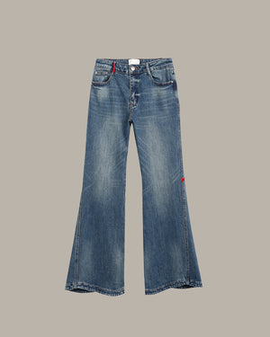 Heart-Stitched Flared Jeans