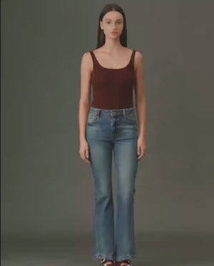 Heart-Stitched Flared Jeans