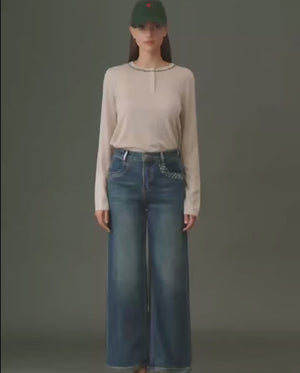 Stitched Flare Denim Jeans