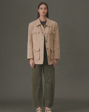 100%亞麻多口袋外套