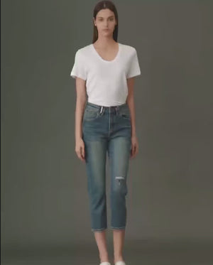 Stitched Detail Distressed Jeans