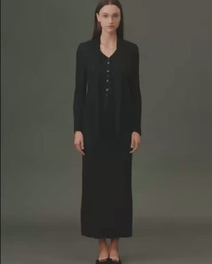 Flowy Pleated Side-Slit Skirt