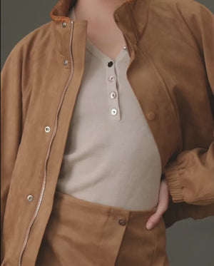 Asymmetric Buttoned V-Neck Knit Top