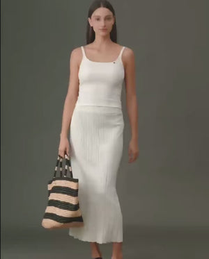 Flowy Pleated Side-Slit Skirt