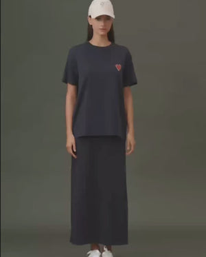 Everyday Elastic Waist Midi Skirt