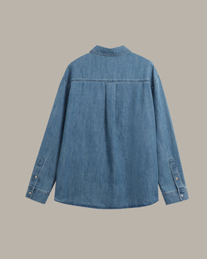 Frenchie Embroidered Denim Shirt