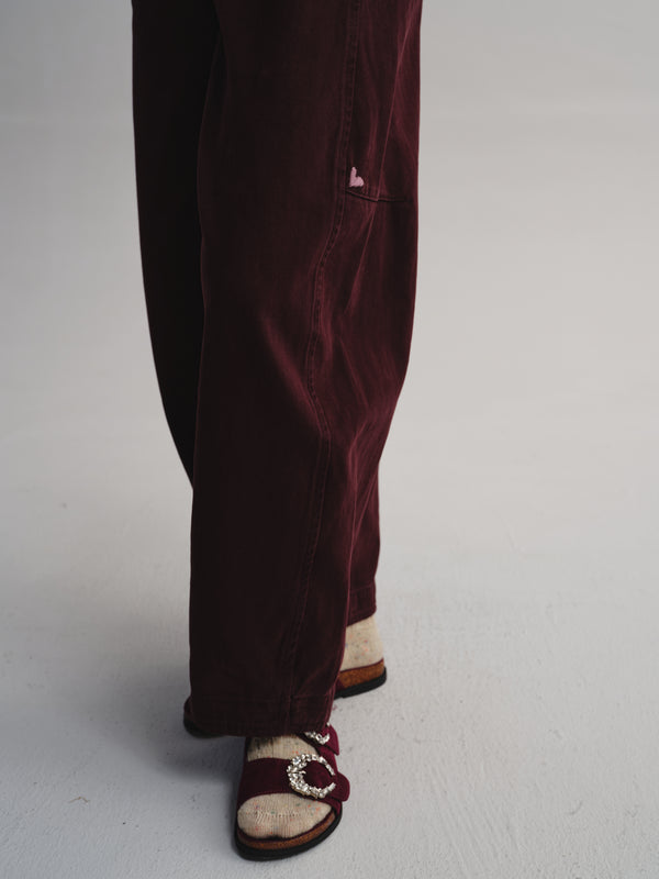 Embroidered Heart Barrel Jeans