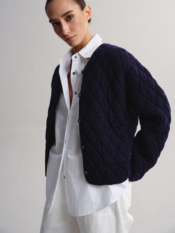 Diamond Quilted Cropped Jacket
