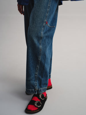Embroidered Heart Barrel Jeans