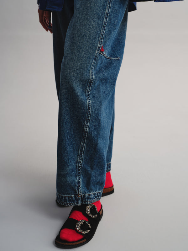 Embroidered Heart Barrel Jeans