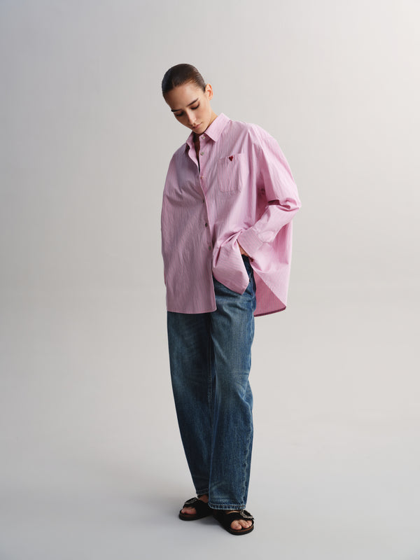 Heart Detail Oversized Shirt