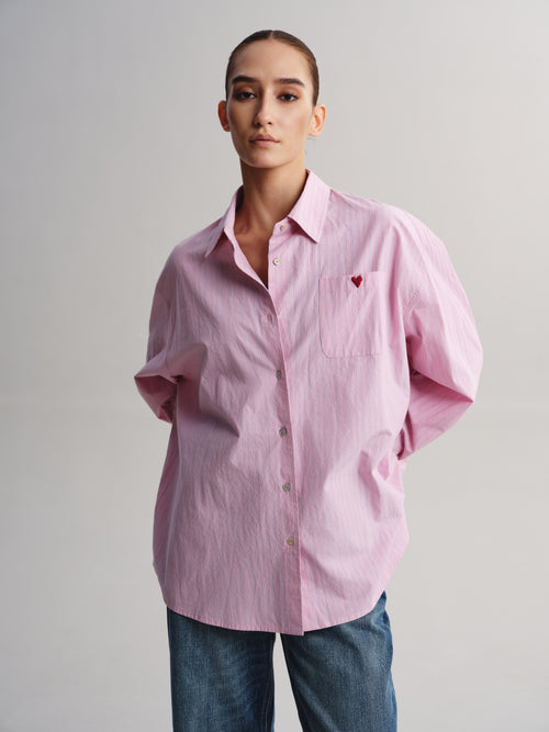 Heart Detail Oversized Shirt