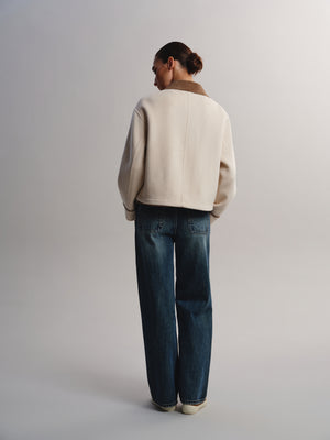 Contrast Collar Wool-Cashmere Blend Coat