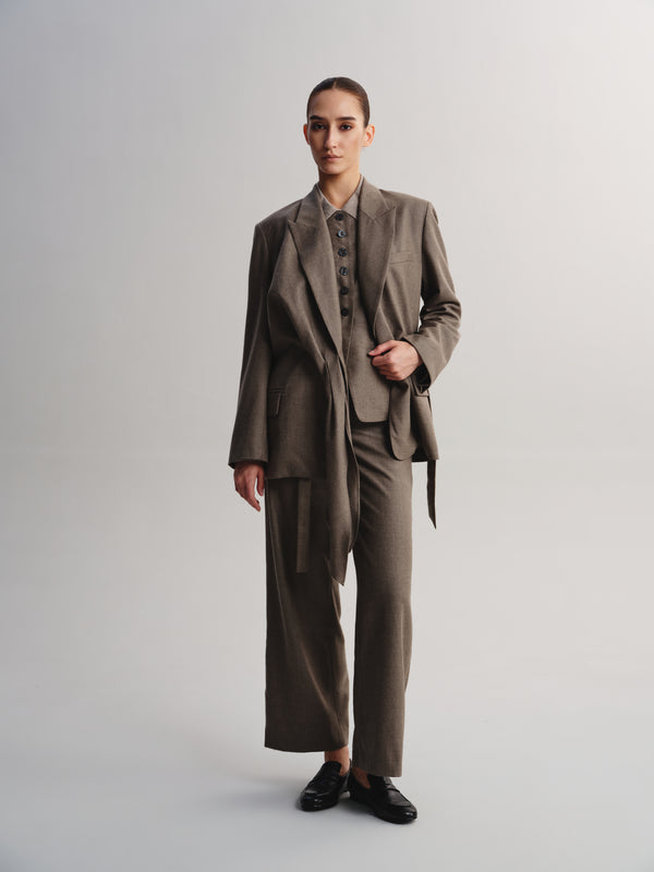 Wrap-Tie Wool Blazer