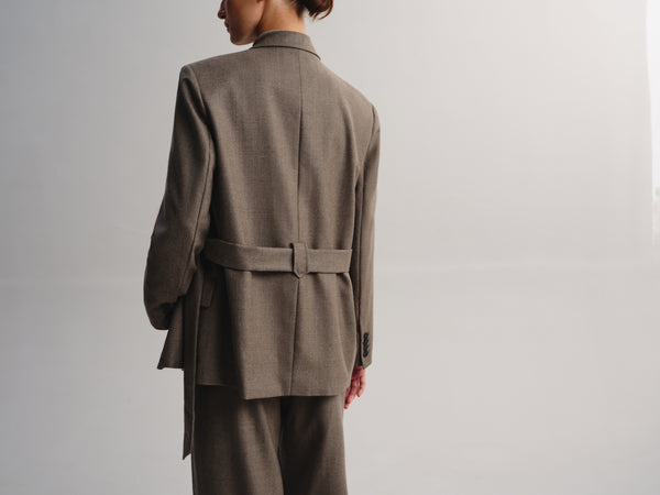 Wrap-Tie Wool Blazer