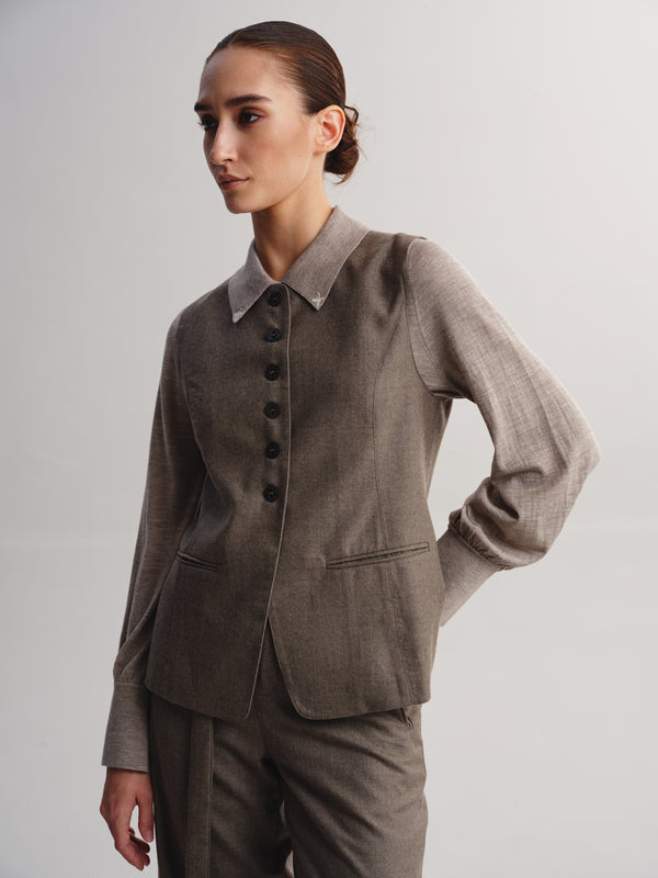 Embroidered Collar Knit Blouse