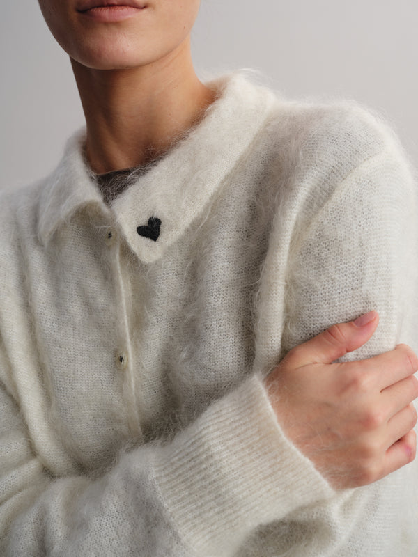 Embroidered Heart Mohair cardigan