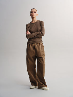 Embroidered Hem Wide-Leg Pants