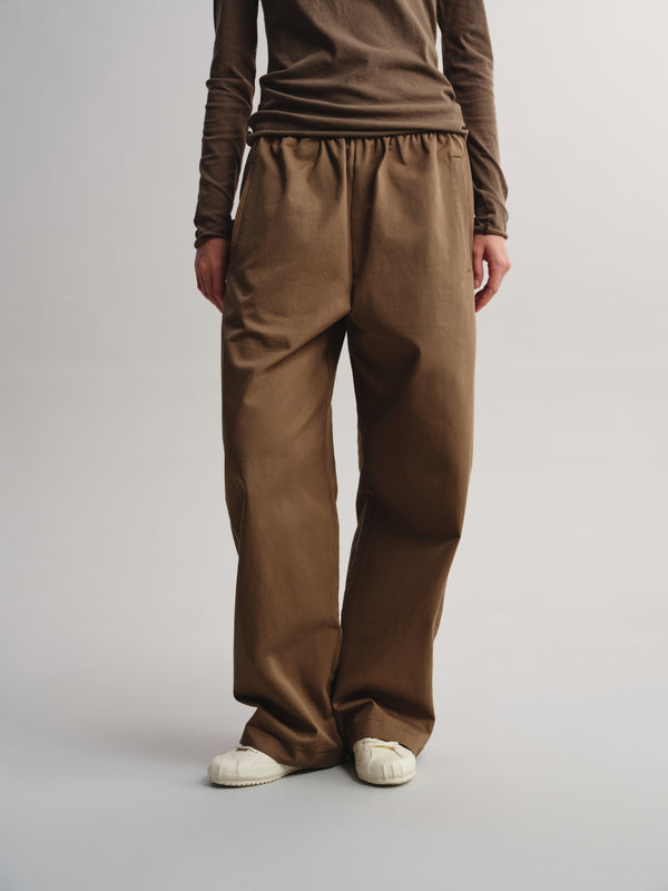Embroidered Hem Wide-Leg Pants