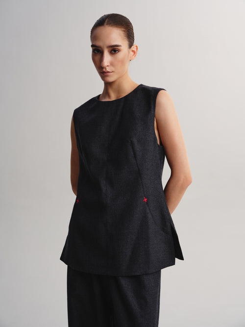 Embroidered Sleeveless Top