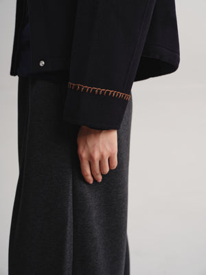 Contrast Collar Wool-Cashmere Blend Coat
