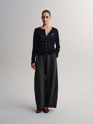 Heart Embroidery Wool Cardigan