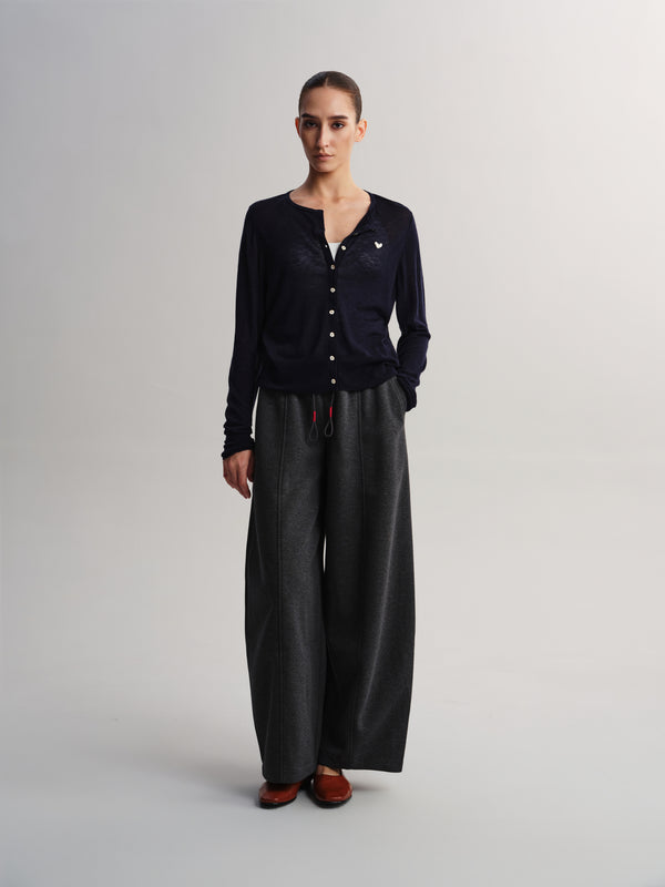 Heart Embroidery Wool Cardigan