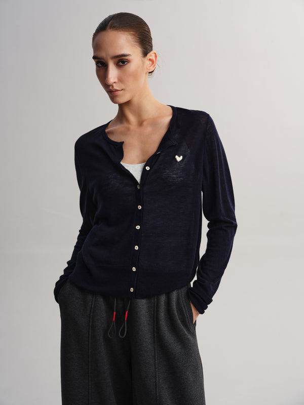 Heart Embroidery Wool Cardigan