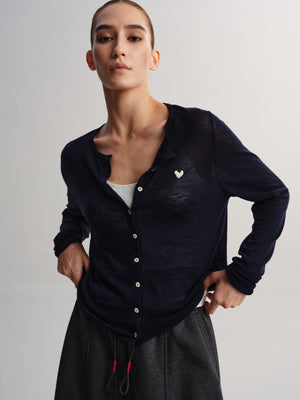 Heart Embroidery Wool Cardigan