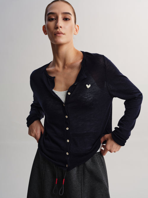 Heart Embroidery Wool Cardigan