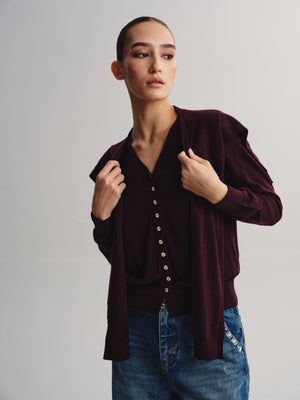 Removable Shawl Merino Wool Cardigan