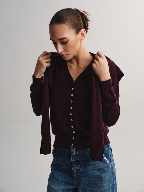 Removable Shawl Merino Wool Cardigan