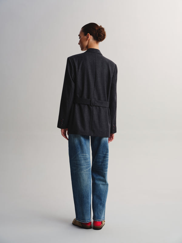 Wrap-Tie Wool Blazer