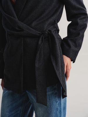 Wrap-Tie Wool Blazer