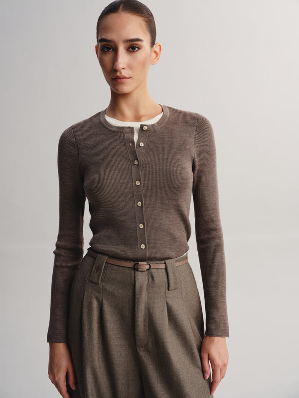 Two-in-One Knit Wool Cardigan