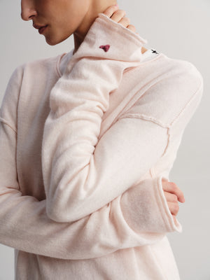 Heart-Embroidered Knit Top