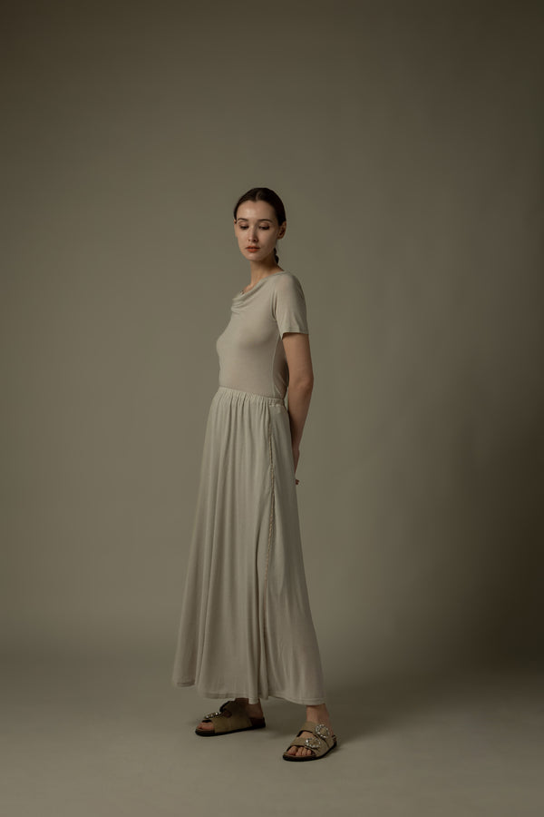 Chain Embroidered Midi Skirt