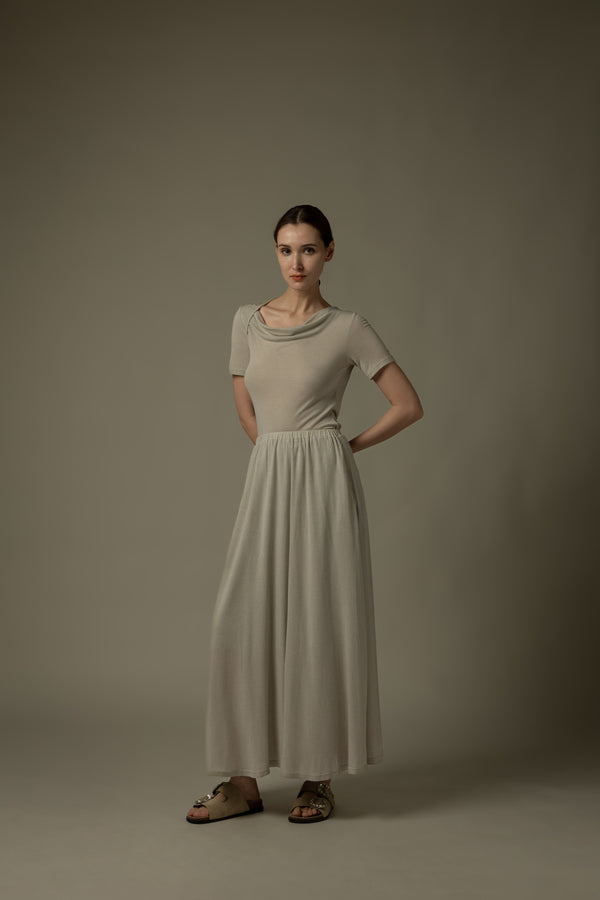 Chain Embroidered Midi Skirt