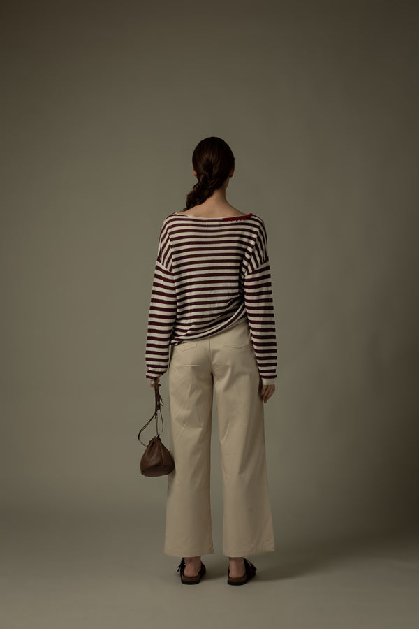 Striped Crew Neck Knit Top
