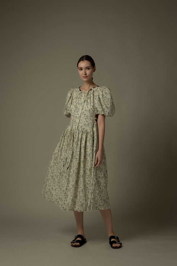 Bubble Sleeve Floral Dress